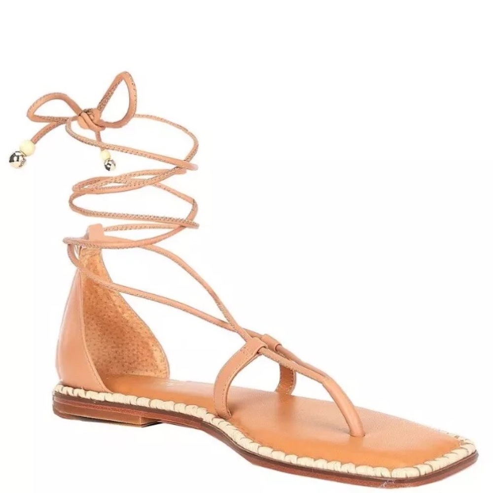 ANTONIO MELANI Tan Lace-Up Gladiator Sandals